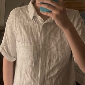 C&C California Cream Gauze Button Front Shirt